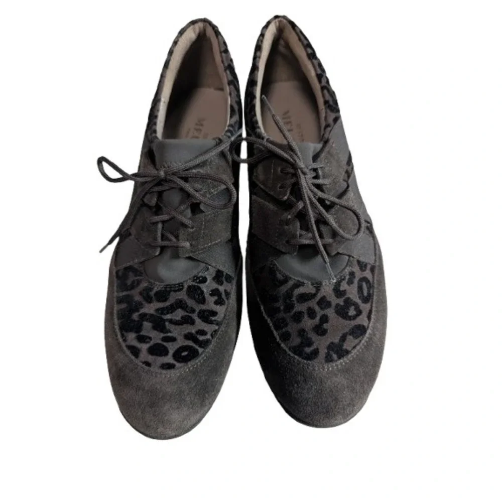 Sesto Meucci Italy Womens 9M Leopard Print Suede‎ Lace Up Sneakers Oxford Flats